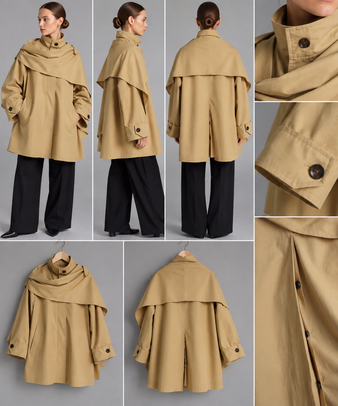 COS lietpaltis – oversized, su nuimama skara
