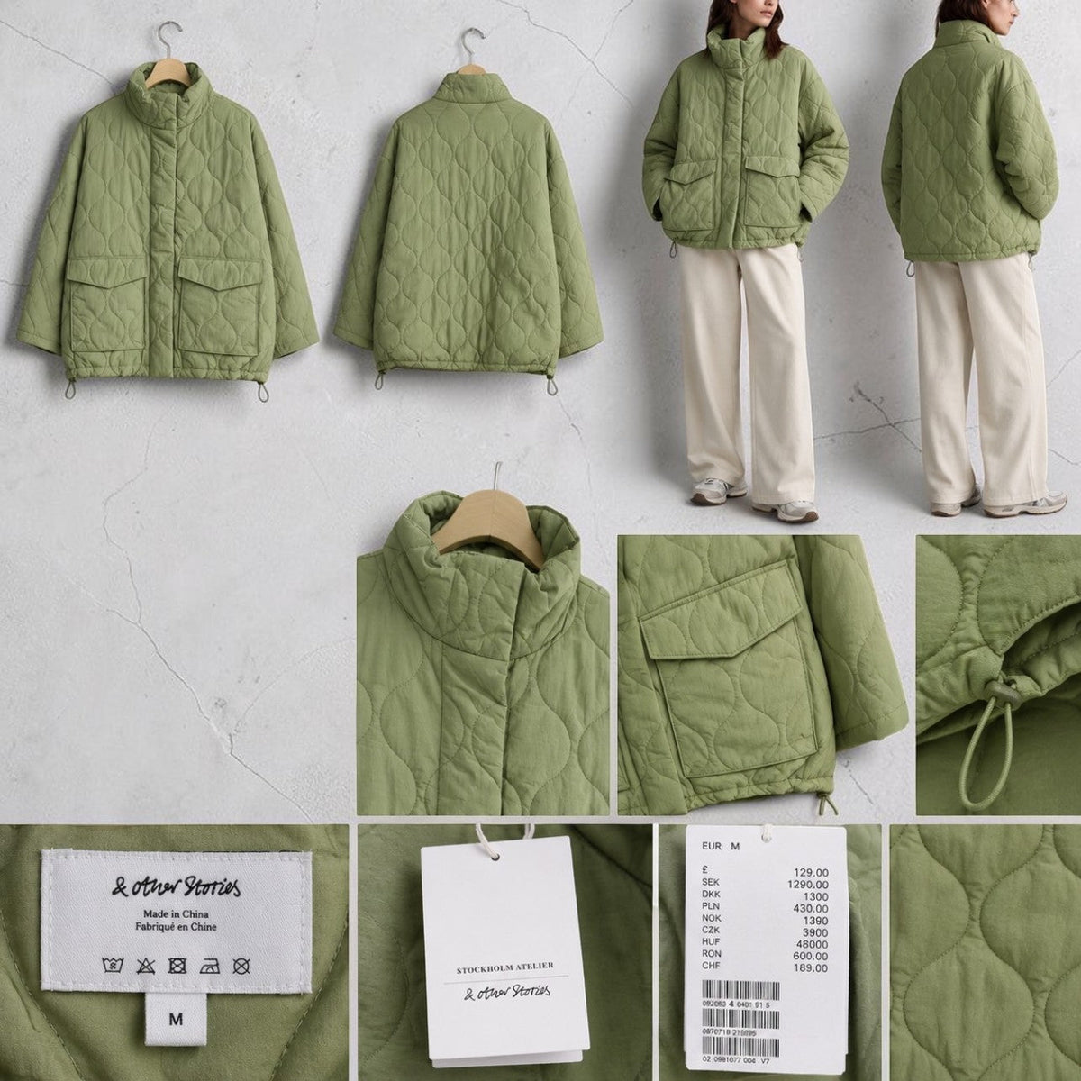 & Other Stories alyvuogių spalvos dygsniuota oversized striukė – pagrindinis vaizdas