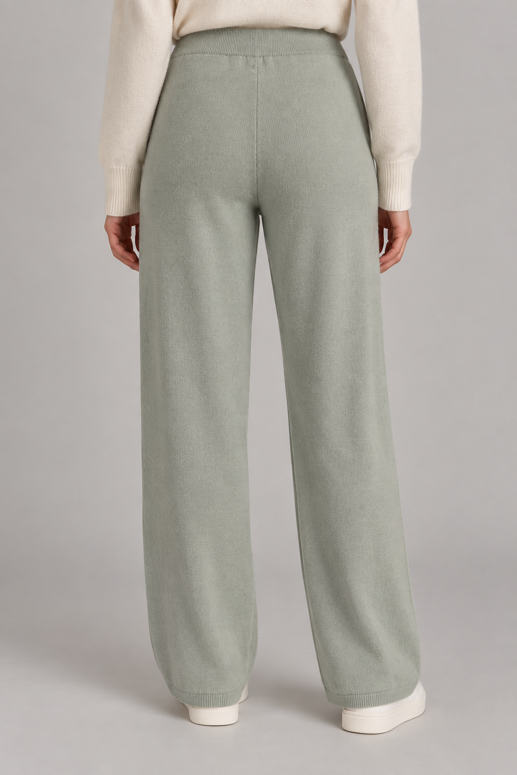 H&M kašmyro kelnės – pilkšvai žalsvos, tiesaus silueto, XS