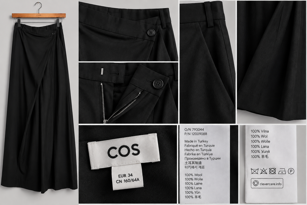 COS vilnos kelnės – juoda, dydis 34 (XS/S)