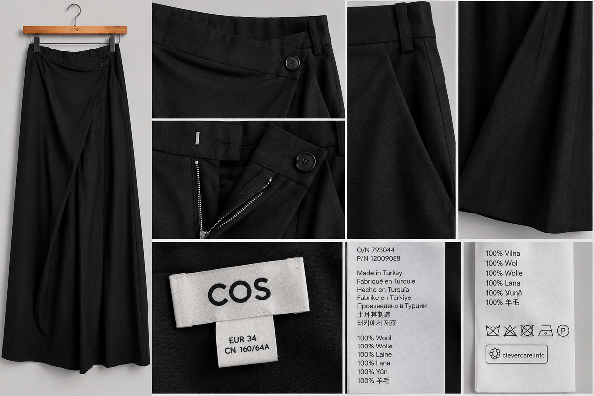 COS vilnos kelnės – juoda, dydis 34 (XS/S)