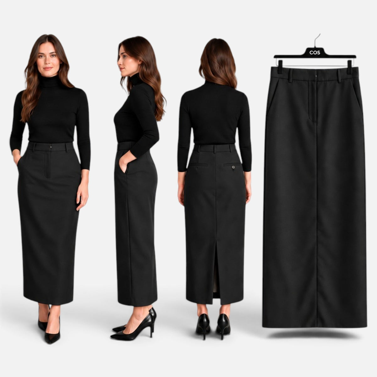 COS midi sijonas – juodas, vilnos, 42