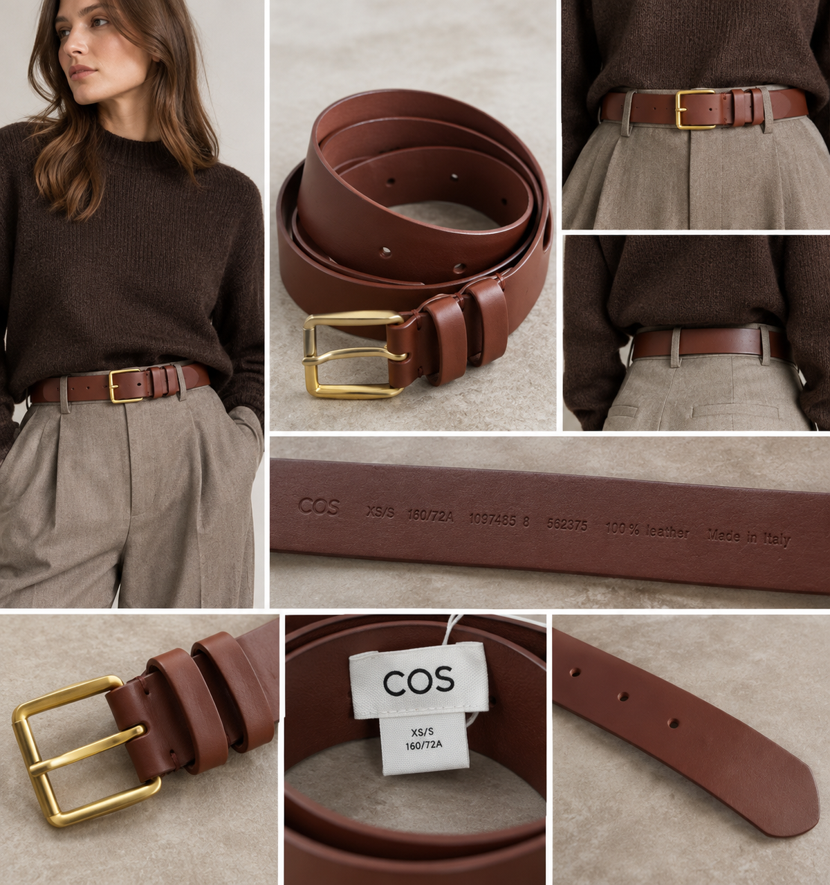 COS diržas – rudas, natūralios odos, XS/S