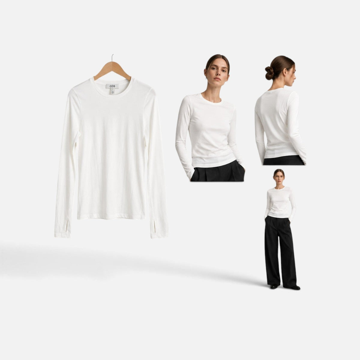 COS slim fit marškinėliai su nykščio skylute – produkto nuotrauka 1