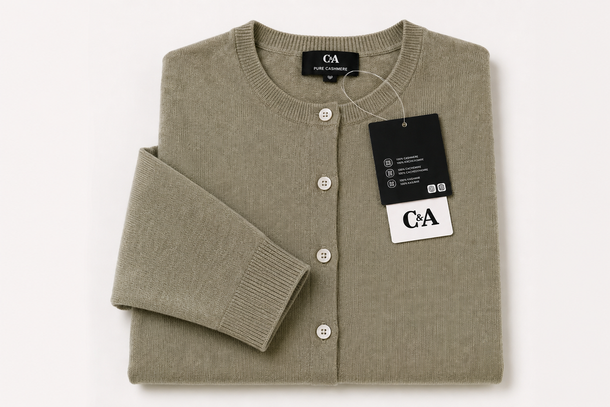 C&A kašmyro kardiganas – chaki spalvos, 100 % kašmyras – produkto nuotrauka 1