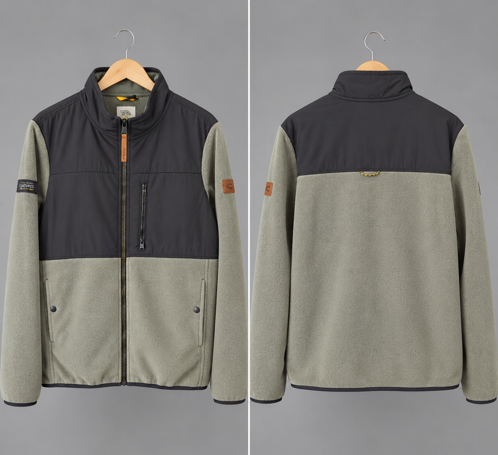 Camel Active Men's Zip-Up Fleece Sweater – Black / Grey, Sizes 48 and 50