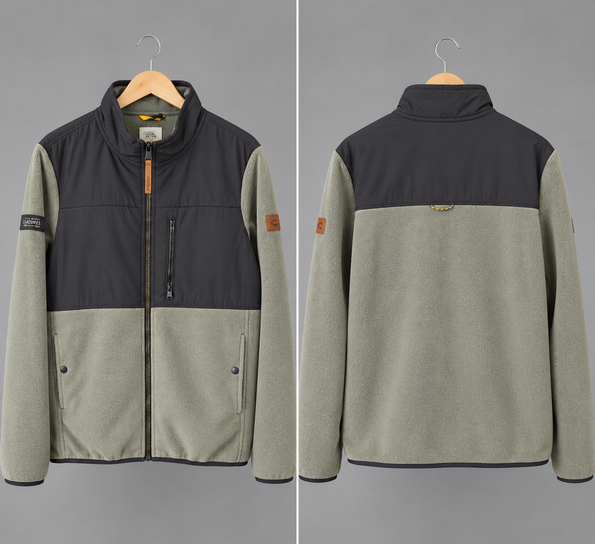 Camel Active Men's Zip-Up Fleece Sweater – Black / Grey, Sizes 48 and 50