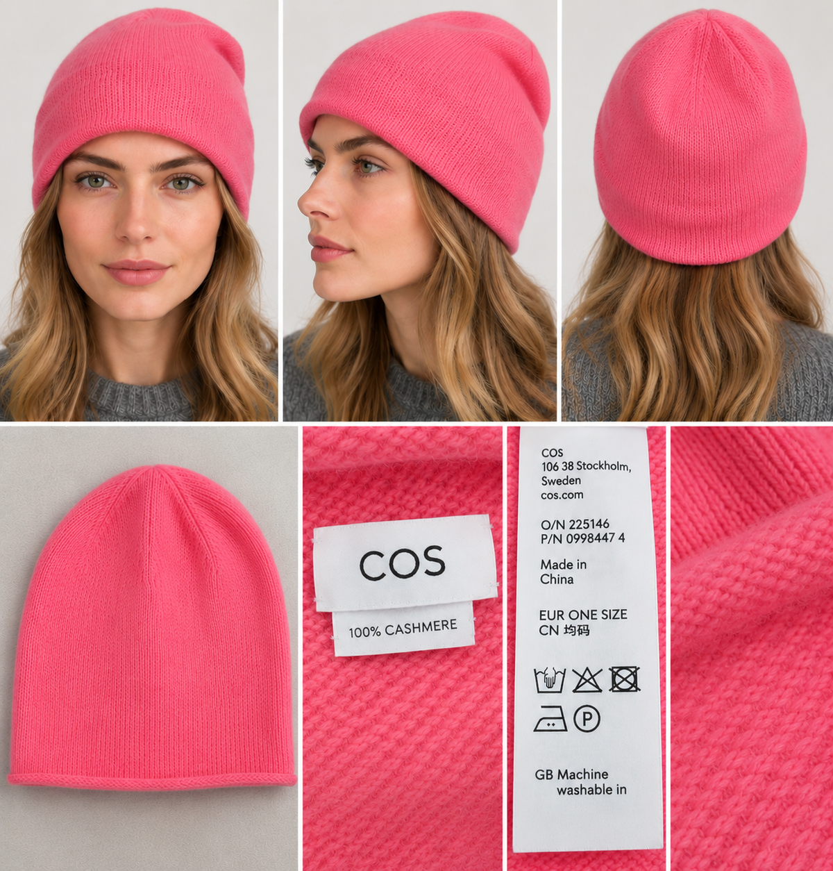 COS kašmyro kepurė – ryškiai rožinė, ONE SIZE