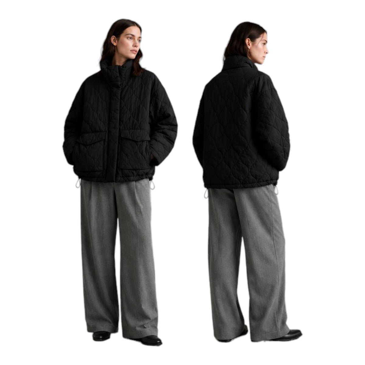 & Other Stories dygsniuota oversized striukė aukštu kaklu – pagrindinis vaizdas