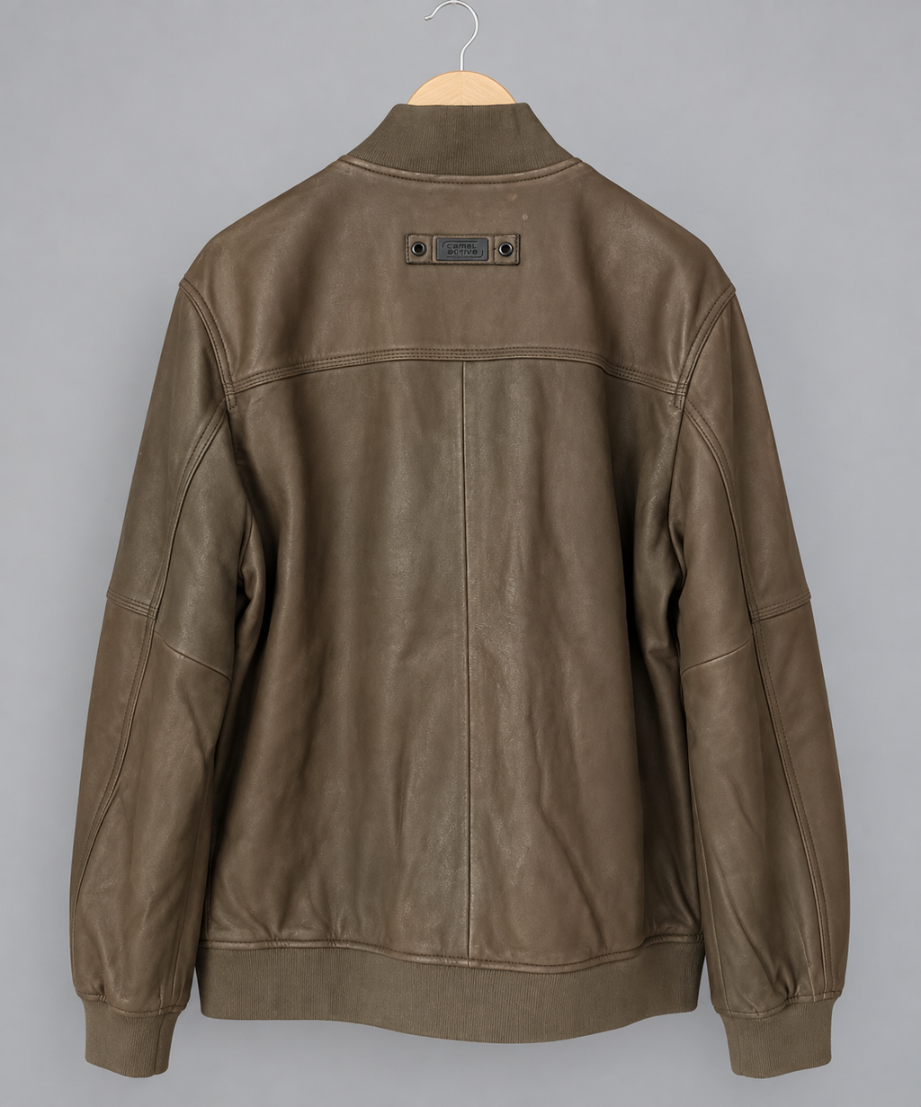 Camel Active Leather Bomber Jacket – Taupe