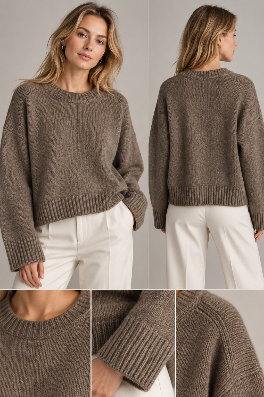 C&A itališko siūlo merino vilnos megztinis – rusvai pilka (taupe), M dydis