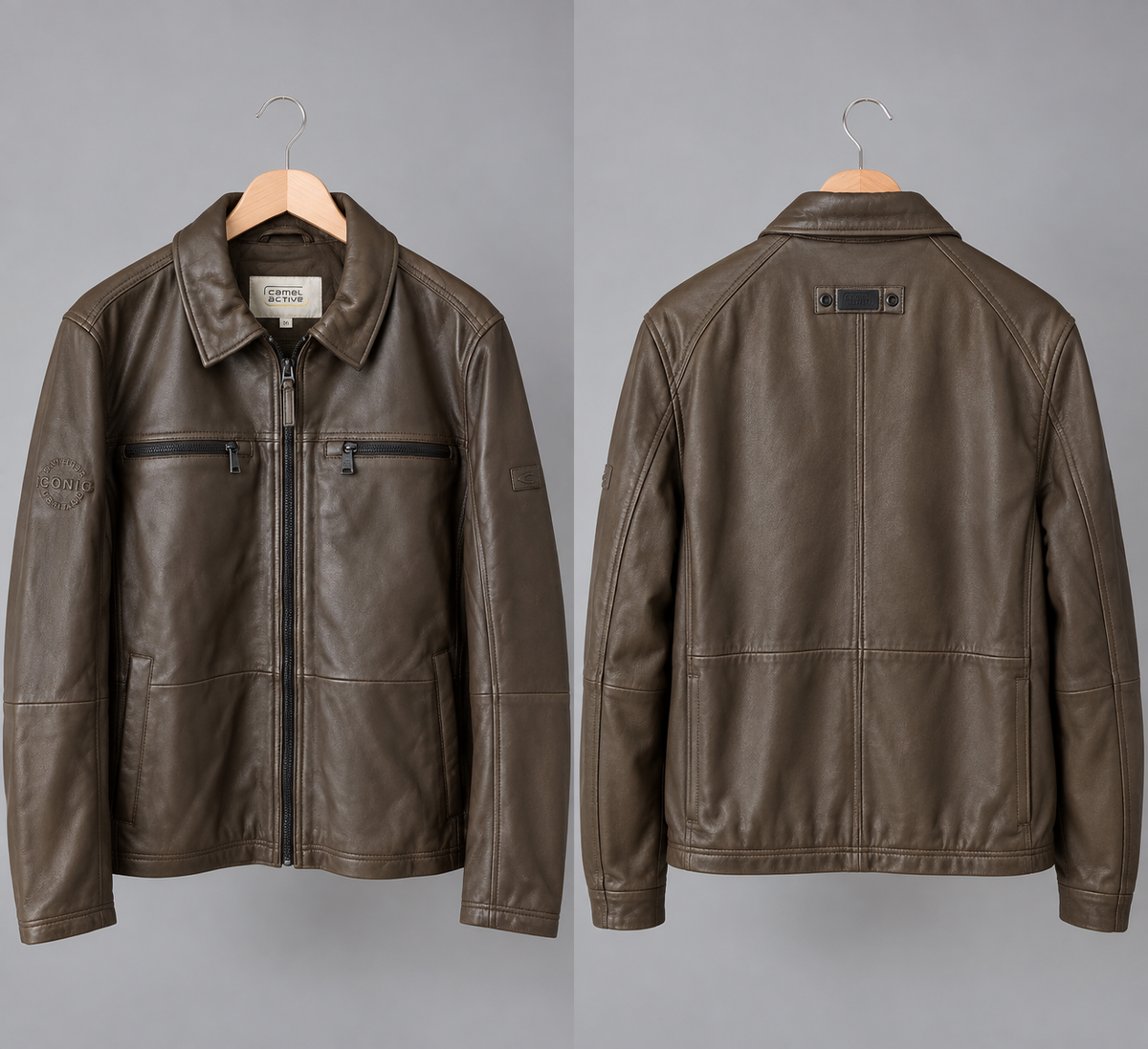 Kurtka skórzana Camel Active – brązowa, rozmiar 50