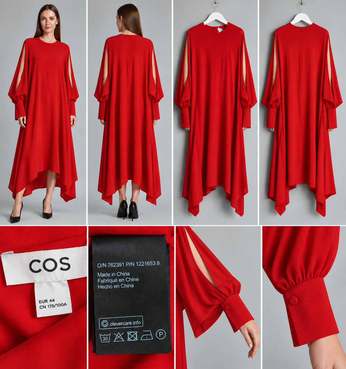 COS suknelė – ryškiai raudona, šilko mišinys, dydis 44