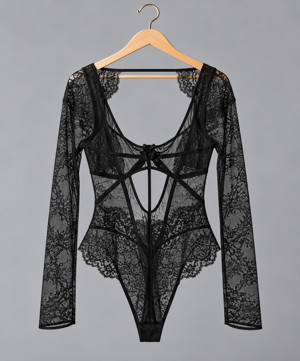 Hunkemöller nėrinių body Mabel, juoda – 34D / EU 75D
