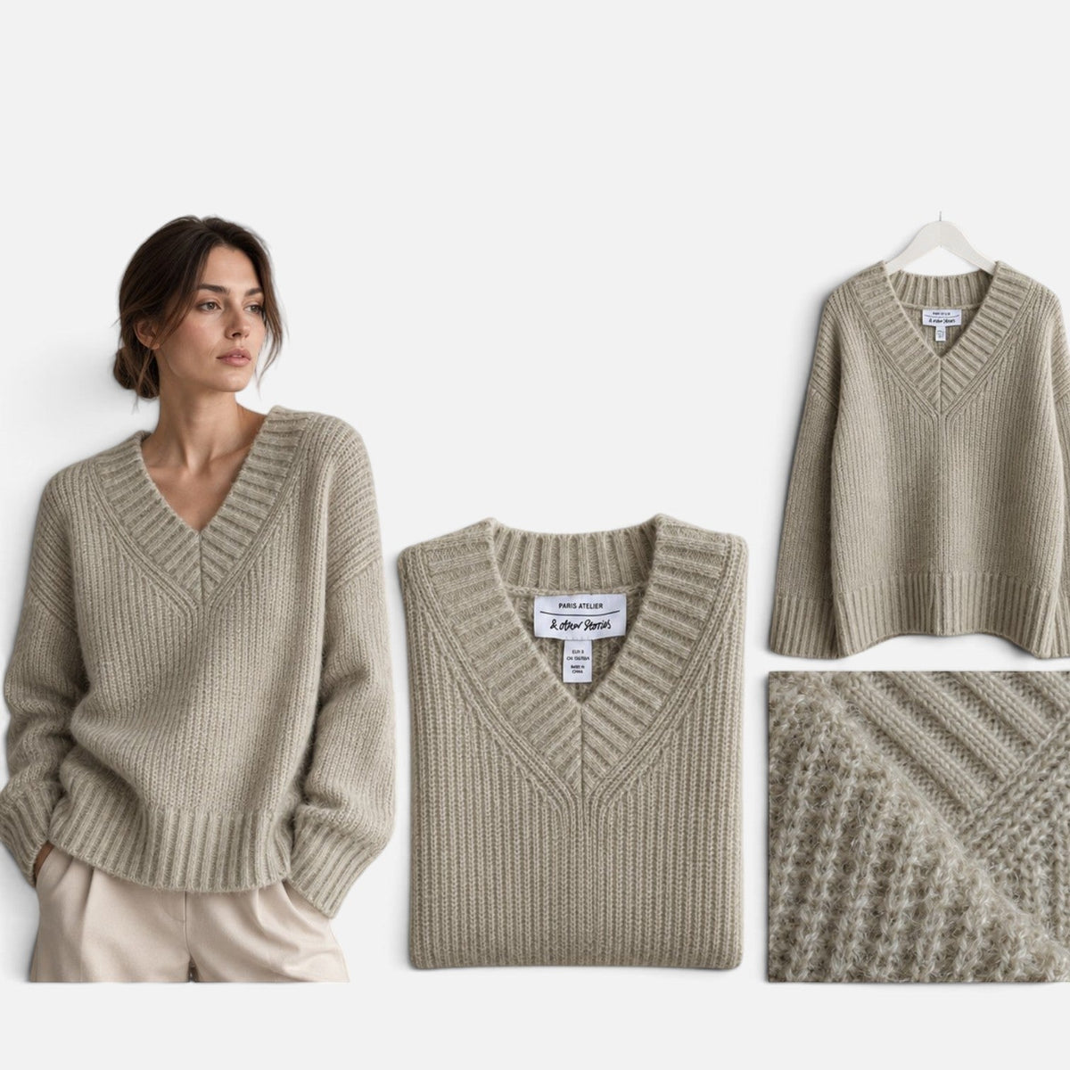 & Other Stories moherio megztinis – V formos iškirptė, oversized – produkto nuotrauka 1