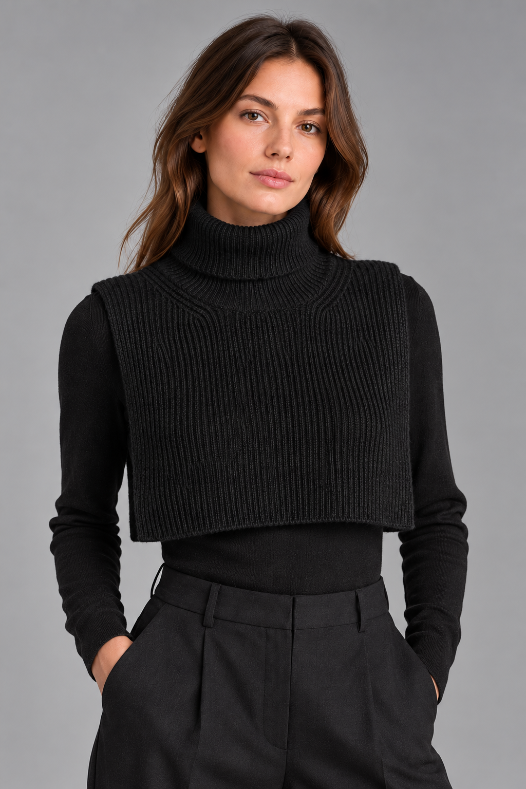 COS kaklo mova – juoda, vilna/kašmyras, ONE SIZE