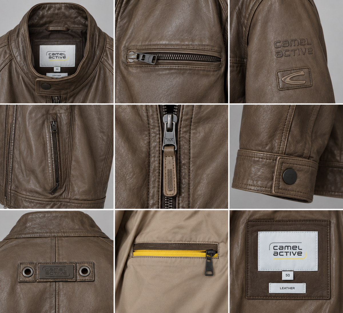 Camel Active męska skórzana kurtka – brązowa, rozmiar 50