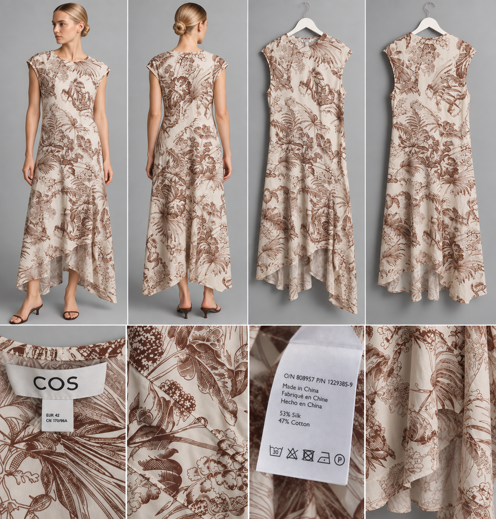 COS suknelė – kreminė, botaninis raštas, dydis 42