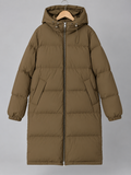 ARKET długa kurtka puchowa z kapturem – khaki, XS