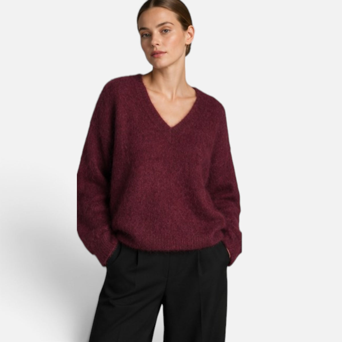 C&A Premium alpakos mišinio megztinis – violetinės slyvos, L