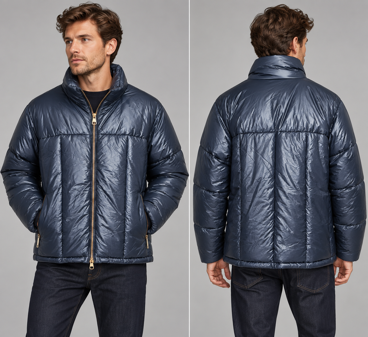 Dunhill London down jacket – navy, high collar
