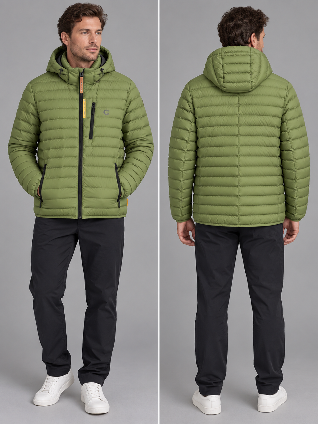Camel Active TEXXactive vyriška striukė – alyvuogių žalia, dygsniuota