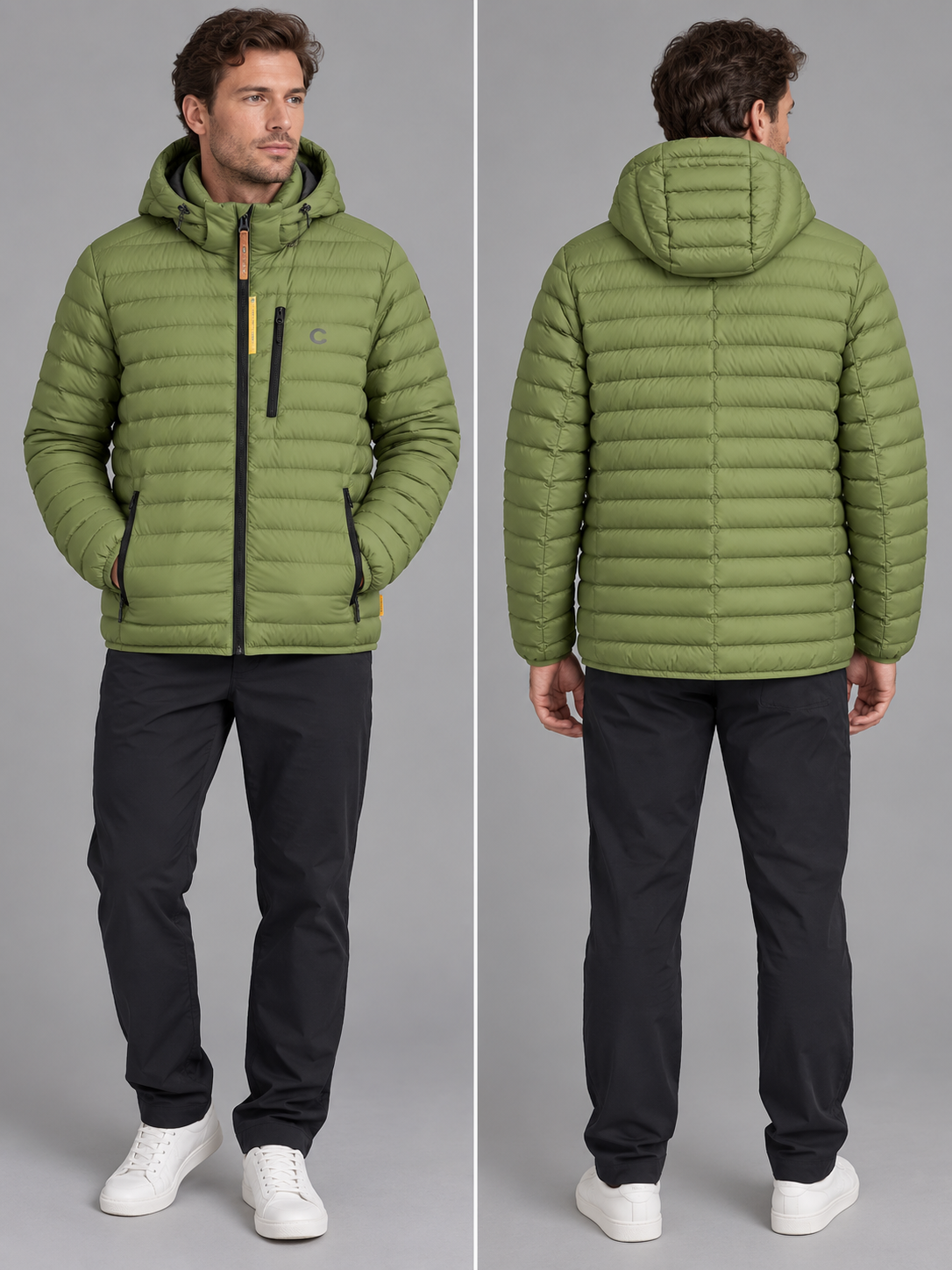 Camel Active TEXXactive vyriška striukė – alyvuogių žalia, dygsniuota