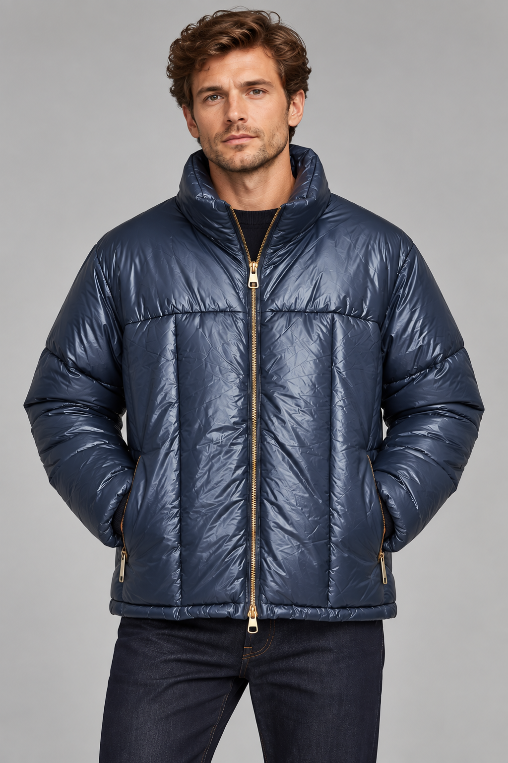 Dunhill London down jacket – navy, high collar