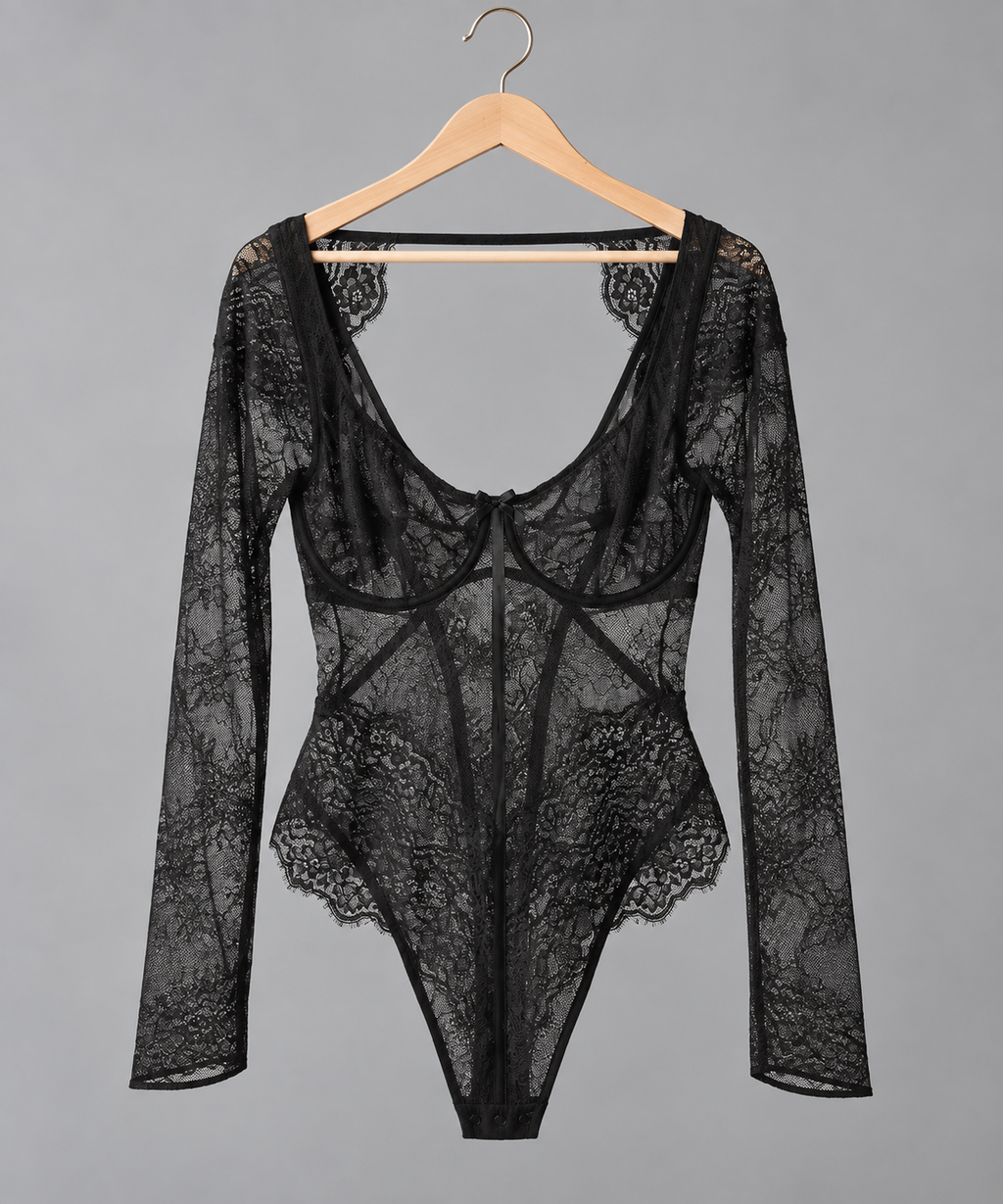 Hunkemöller nėrinių body Mabel, juoda – 34D / EU 75D