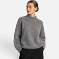 Sweter C&A Premium z domieszką alpaki – szary, z golfem, S