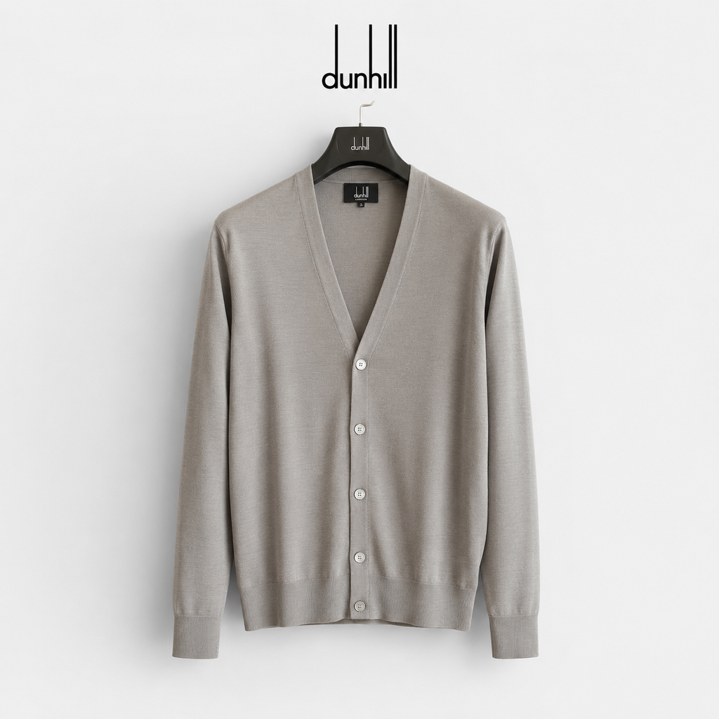 Dunhill kardiganas – prabangaus audinio, logotipo detale