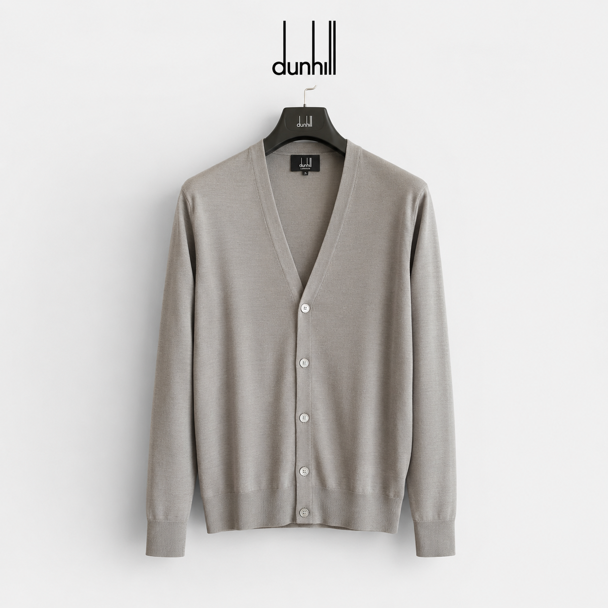 Dunhill kardiganas – prabangaus audinio, logotipo detale