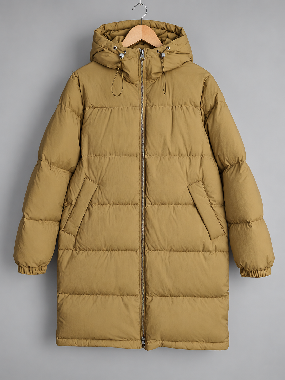 ARKET Long Hooded Down Jacket – Camel, S