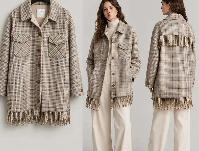 Sandro oversized vilnos paltas – languotas, 40 – produkto nuotrauka